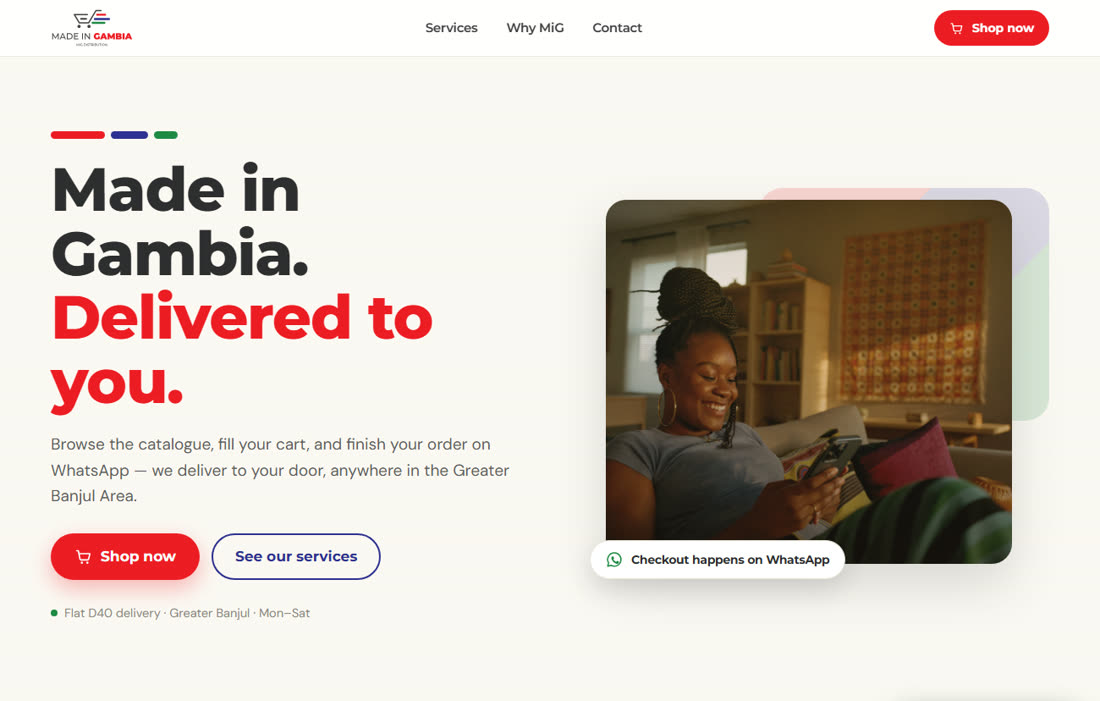 Made in Gambia storefront homepage